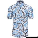 Shirts for Men Stand Collar Hawaii Holiday Floral Button Down T Shirt Short Sleeve Office Undershirt Sky Blue B07Q1ZHJM2